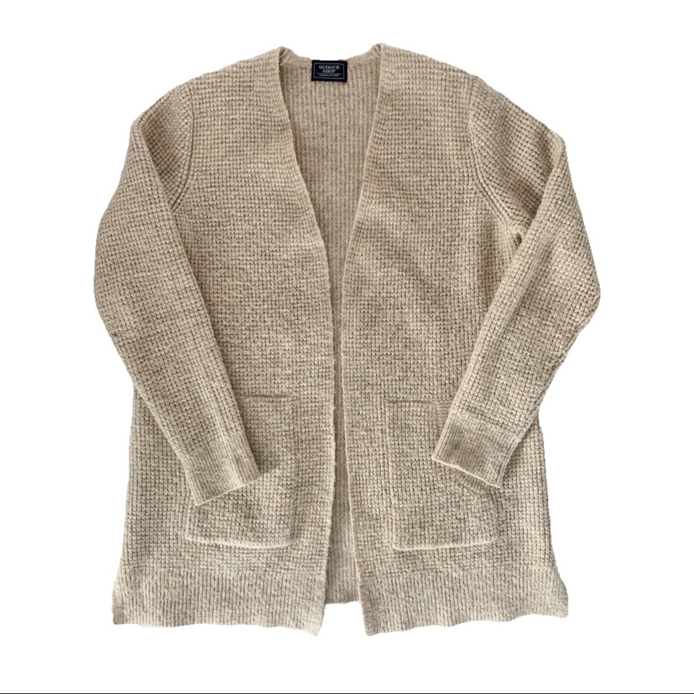 QUOGUE SHOP Waffle Knit Wool Cardigan